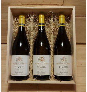 Wijnkist met 3 x  Joseph Drouhin Chablis - Bourgogne (wit)